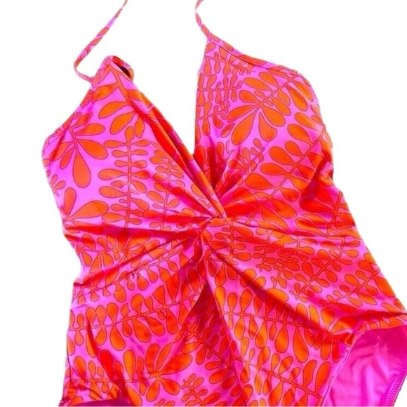 ๐ NWT Trina Turk Trellis Twist Plunge Maillot One Piece Swimsuit Size 10 - Picture 7 of 9